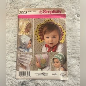 UNCUT Simplicity Baby Bonnets sewing pattern